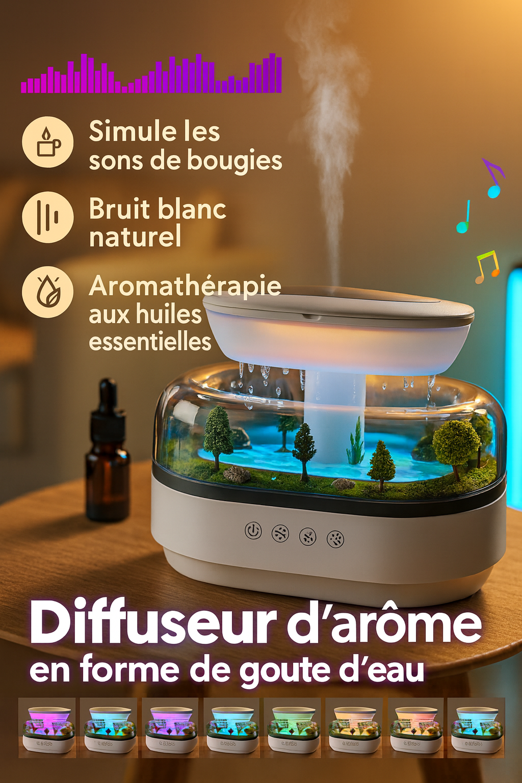 Diffuseur d’Arômes LED 250ml – Paysage Forestier