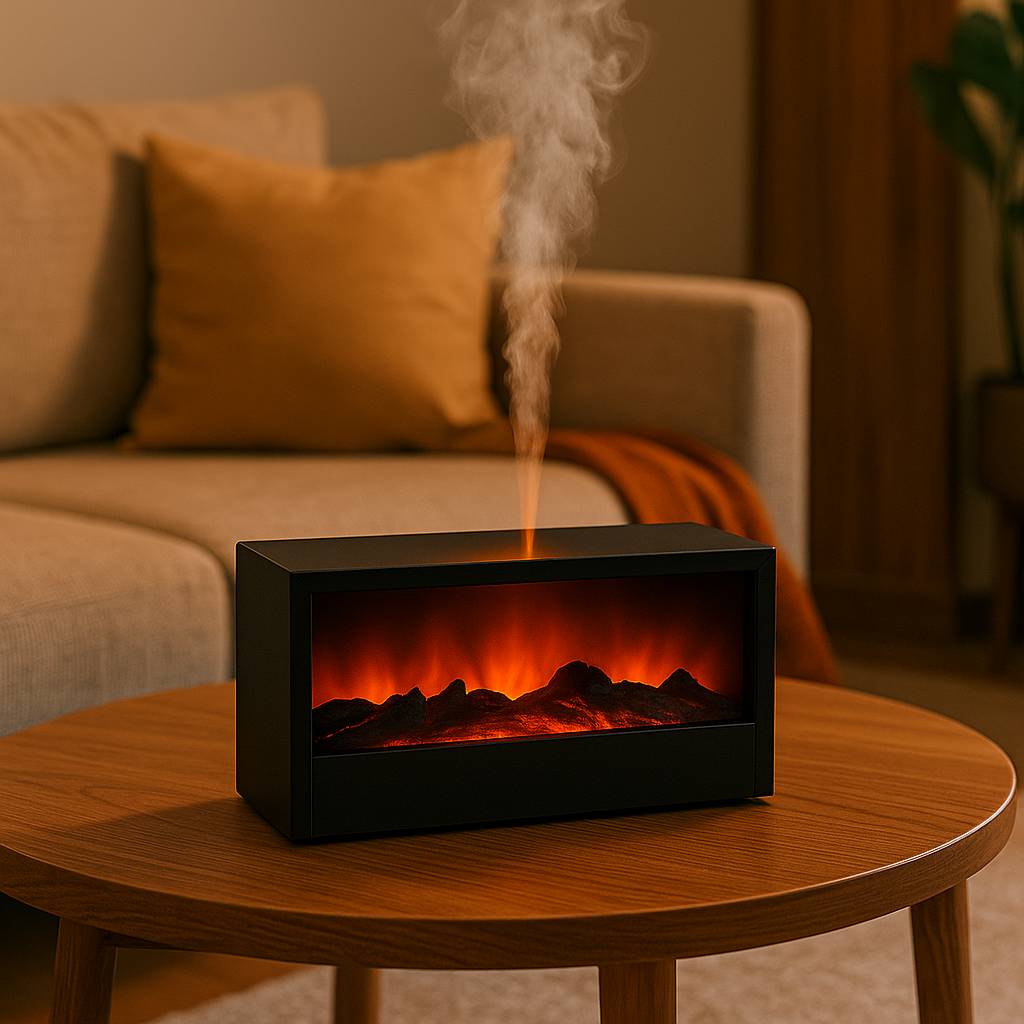 Diffuseur d’Huiles Essentielles LED – Effet Cheminée