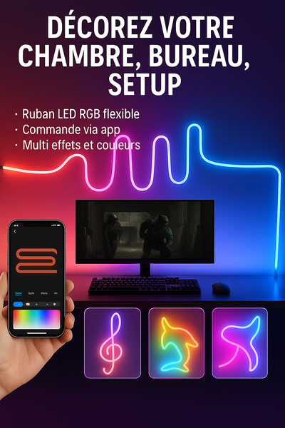 Bande LED néon RGBIC USB 5 V