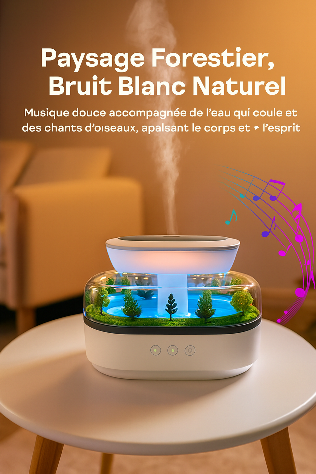 Diffuseur d’Arômes LED 250ml – Paysage Forestier