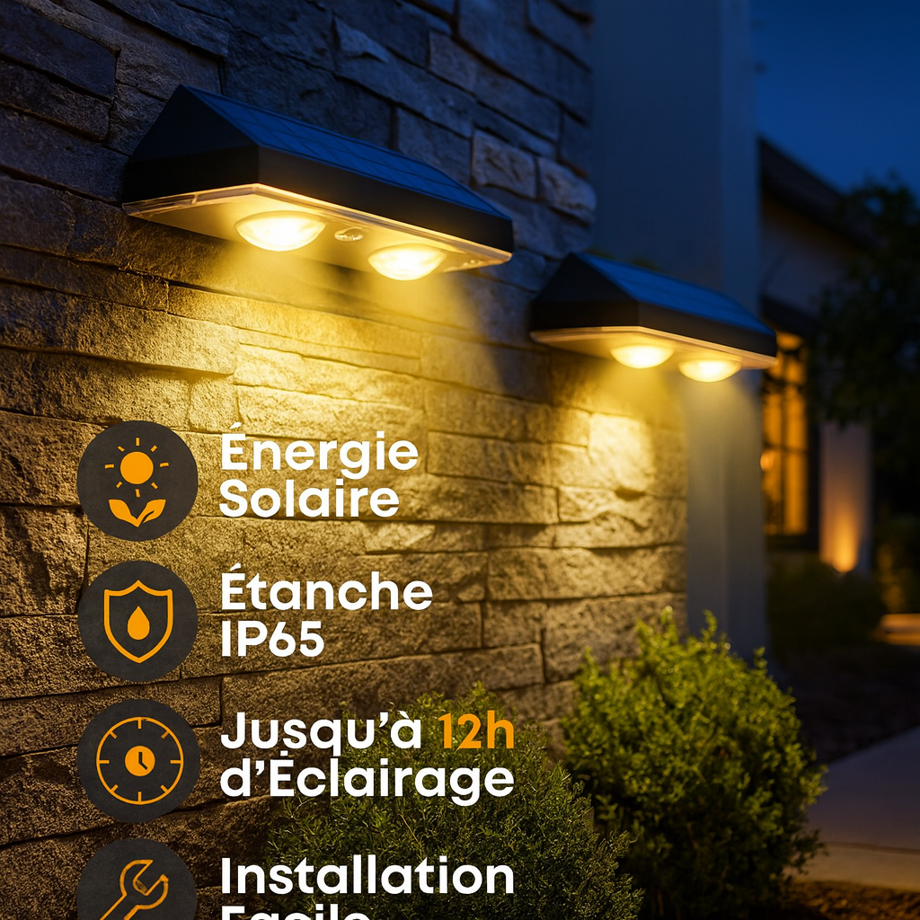 🌞 Appliques Solaires LED Étanches – Éclairage Extérieur
