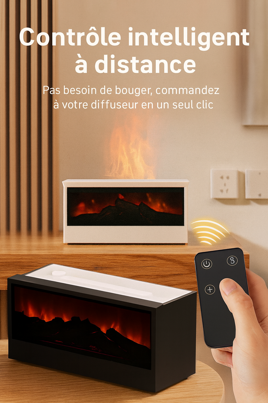 Diffuseur d’Huiles Essentielles LED – Effet Cheminée